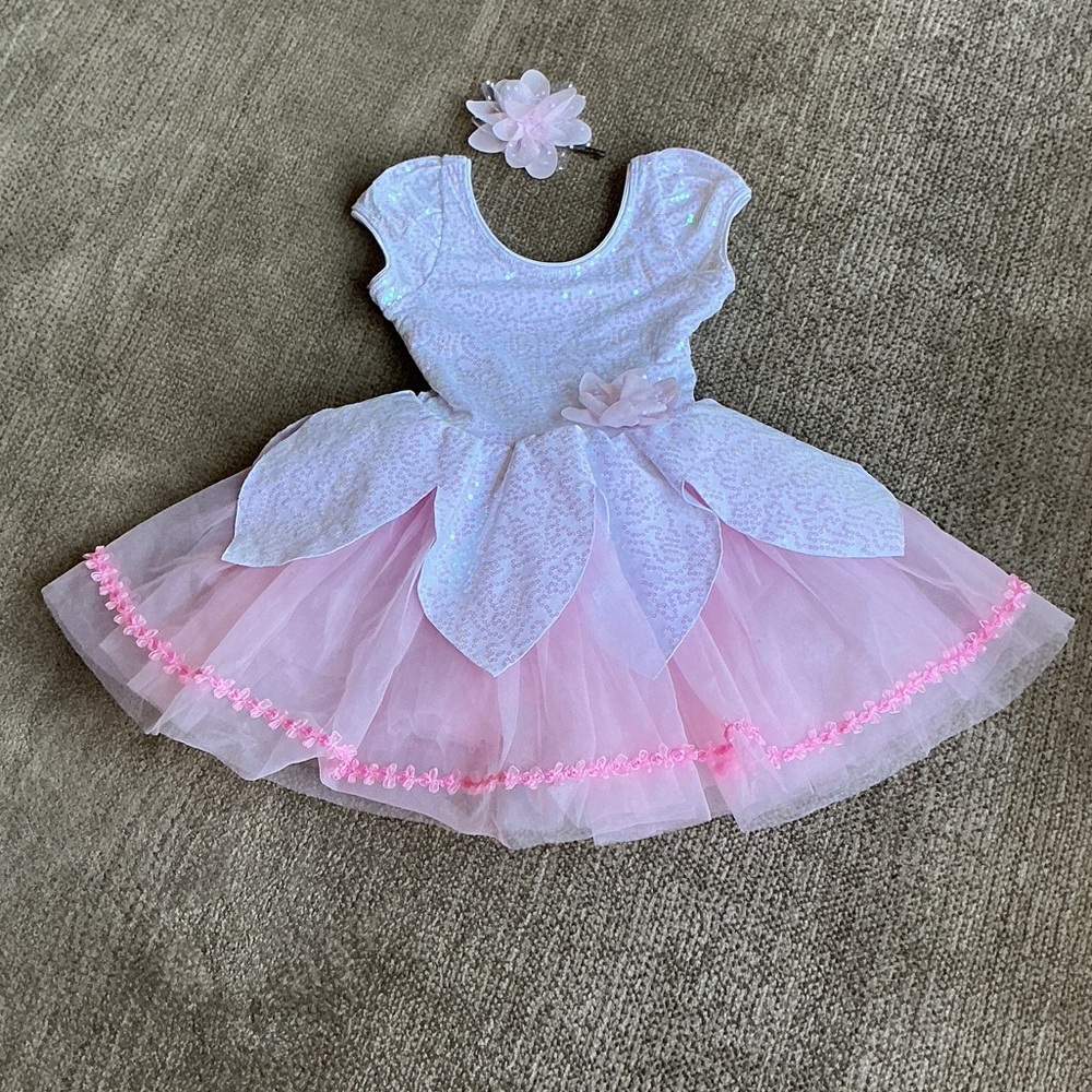 🧚‍♀️Pink Fairy Tutu Dance Costume by Revolution w/ Flower Barrette -Sz XS ~ 2-4T